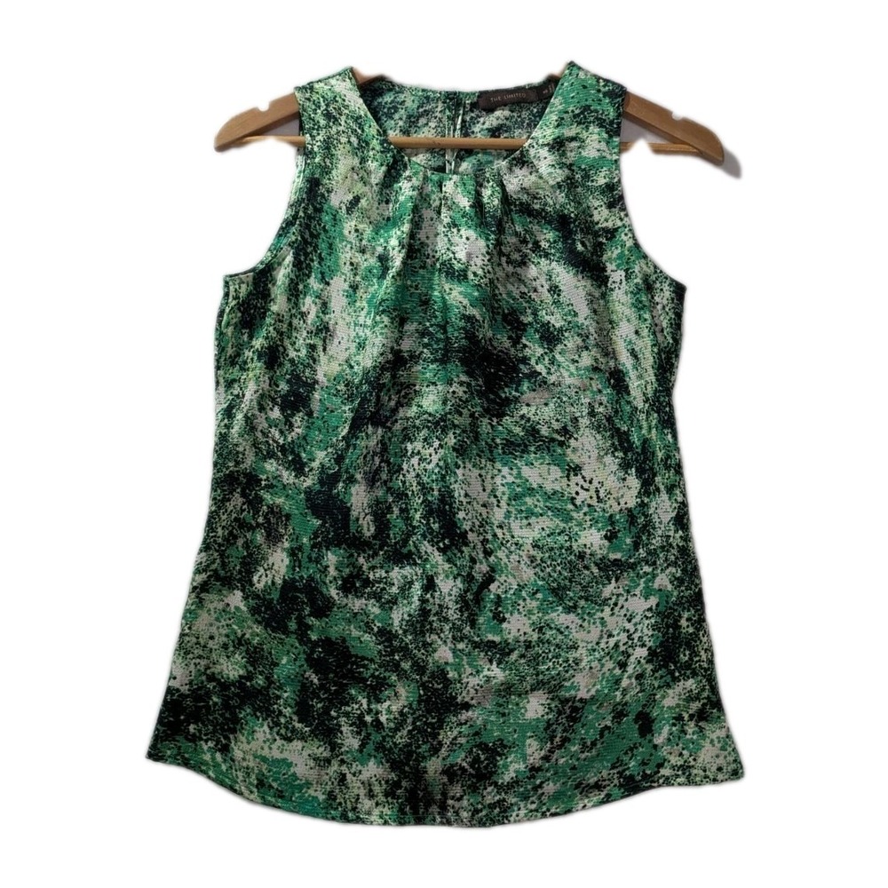 Y2K The Limited Green Abstract Print Sleeveless Blouse‎ Women's XS